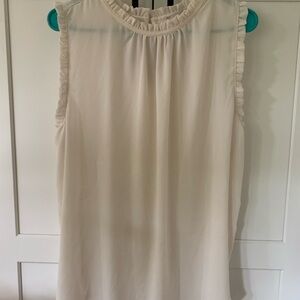 LOFT Cream Ruffle, Flowy Tank-Top Blouse